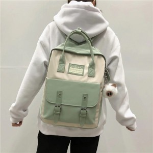 Women Nylon Backpack Candy Color Waterproof School Bags for Teenagers Girls Patchwork